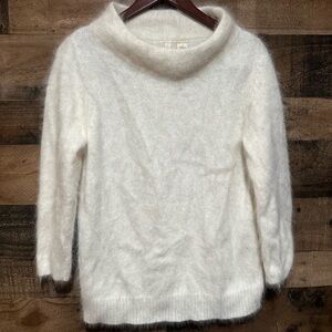Moth Large White Fuzzy Sweater Anthropolgie